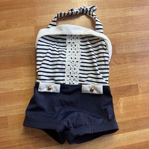 Janie and Jack nautical striped one-piece swimsuit size 6-12 months
